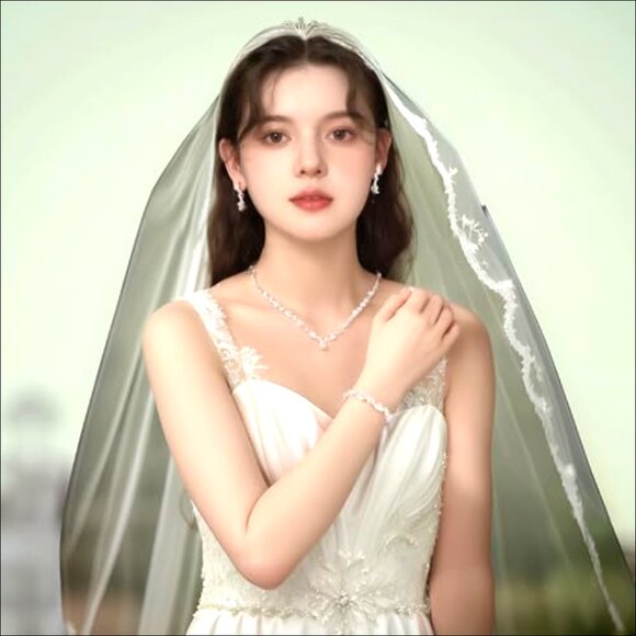 Silver Rhinestone Jewelry Set with Clutch Purse for Evening Party Wedding - Picture 6 of 7